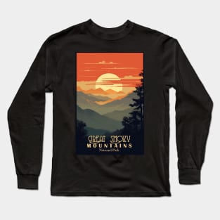 Great Smoky Mountains national park vintage travel poster Long Sleeve T-Shirt